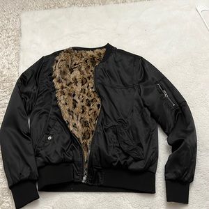 Black/ animal print reversible jacket